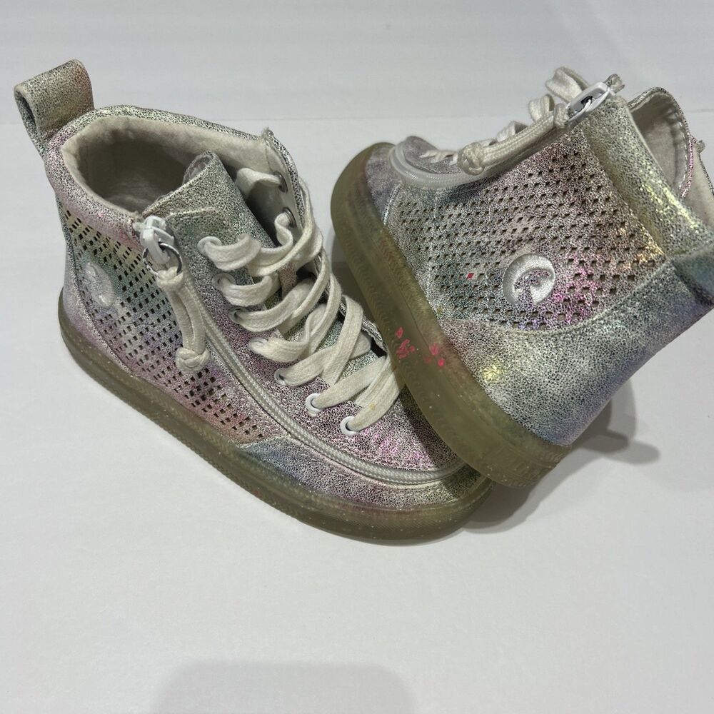 BILLY Footwear Kids Billy Classic Lace High Rainbow Glitter Sneakers Size 12